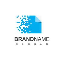 Blue Pixel Document Logo Design Vector