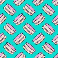 Flat cake, seamless pattern on blue background. vector