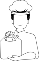 Outline of woman chef, take away concept. png