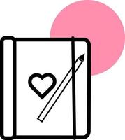 cuaderno con corazón, ilustración, vector, sobre un fondo blanco. vector