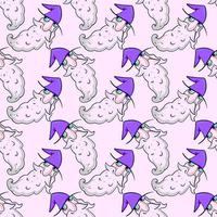 Wizard pattern, seamless pattern on violet background.