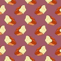 Loaf of bread , seamless pattern on a dark pink background. vector