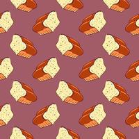 Loaf of bread , seamless pattern on a dark pink background. vector