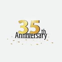 Gold 35th year anniversary celebration elegant logo white background vector