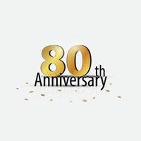 Gold 80th year anniversary celebration elegant logo white background vector