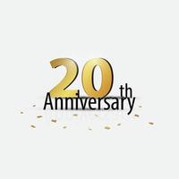 Gold 20th year anniversary celebration elegant logo white background vector