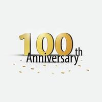 Gold 100th year anniversary celebration elegant logo white background vector