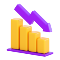 graphique à barres 3d. concept d'investissement, de croissance monétaire, de banque, de paiement, d'entreprise et de finance. rendu 3d réaliste de haute qualité png