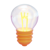 icône d'ampoule jaune 3d. concept de nouvelle idée, innovation, énergie ou connaissance. rendu 3d de haute qualité isolé png