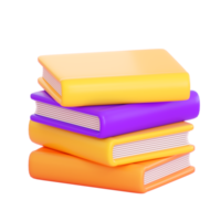 pila de libros 3d. concepto de educación, aprendizaje, estudio e información. renderizado 3d realista de alta calidad png