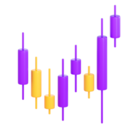 3d candle stick graph.  Stock exchange, business investment, trading and finance concept. Realistic 3d high quality render png