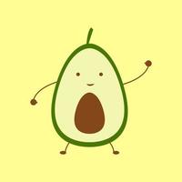 Happy avocado, illustration, vector on white background.