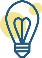 Yellow heart lightbulb, illustration, vector, on a white background. vector