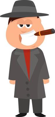 Man with a cigar,illustration,vector on white background