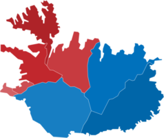 Iceland political map divide by state png