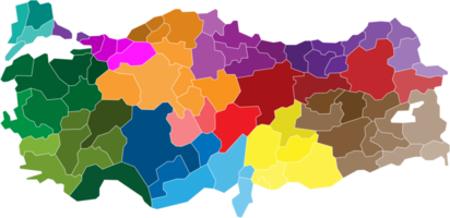Turquía mapa político dividido por estado png