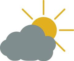 Grey cloud with sun, illustration, on a white background. vector