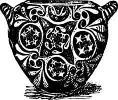 Minoan Vase from Knossos, vintage engraving. vector