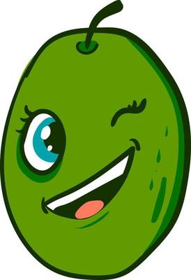 Winking olive, illustration, vector on white background