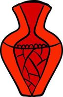 Red vase, illustration, vector on white background.