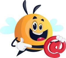 Bee holding e-mail symbol, illustration, vector on white background.