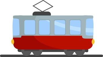 Red tram, illustration, vector on white background