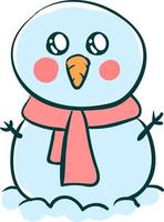 Cute snowman, illustration, vector on white background.