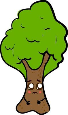 Sad tree, illustration, vector on white background.