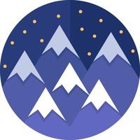 Six mountains with snow, illustration, vector on white background.