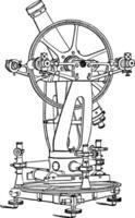 Altazimuth Theodolite vintage illustration. vector