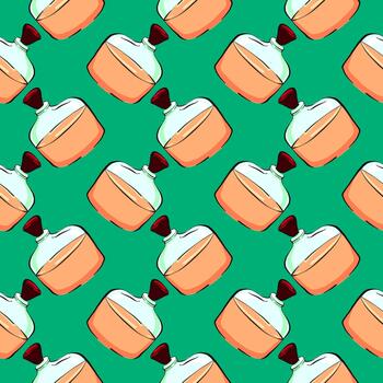 elixir naranja, patrón sin costuras sobre fondo verde. vector