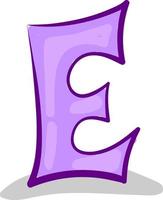 Letter E, illustration, vector on white background.