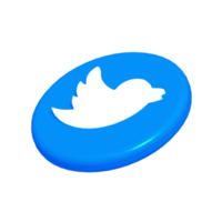 renderização de ícone 3d do twitter de mídia social com fundo transparente, ilustração do ícone 3d do twitter