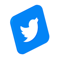 renderização de ícone 3d do twitter de mídia social com fundo transparente, ilustração do ícone 3d do twitter