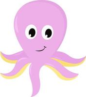 Pink octopus, illustration, vector on white background.