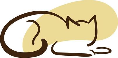 Yellow cat laying down, illustration, vector on a white background.