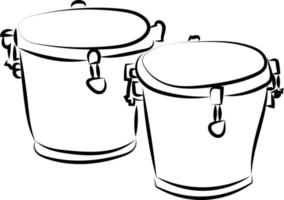 bongo tambores boceto, ilustración, vector sobre fondo blanco.