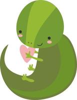 Lizard in love, illustration, vector on white background.