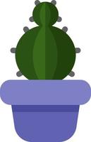 Candy barrel cactus in a purple pot, icon illustration, vector on white background