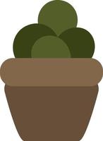 Small cactus in brown pot, illustration, on a white background. vector