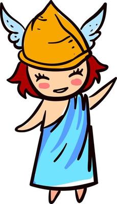 Hermes God, illustration, vector on white background