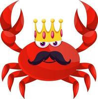 Crab with crown, illustration, vector on white background.