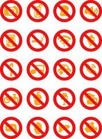 Prohibition signs icon pack, illustration, vector on a white background.