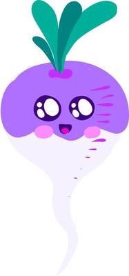 Happy cute turnip, illustration, vector on white background.