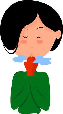 Frozen girl, illustration, vector on white background.