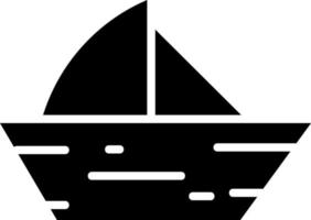 Sailing small black boat, illustration, vector on white background.