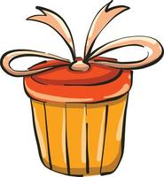 Round gift box, illustration, vector on white background.