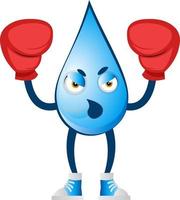 Water drop with boxing gloves, illustration, vector on white background.