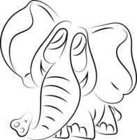 Drawing of elephant, illustration, vector on white background