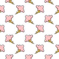 Pink storm cloud ,seamless pattern on white background. vector